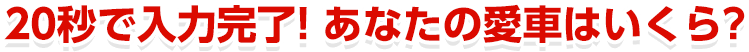 20秒で入力完了! あなたの愛車はいくら?