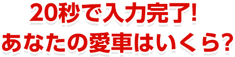 20秒で入力完了! あなたの愛車はいくら?